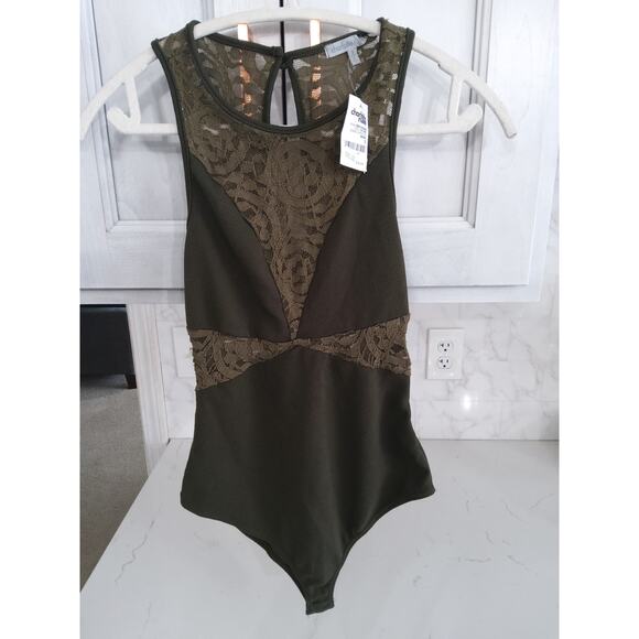 ⏳Charlotte Russe army green Office Siren lace bodysuit. Nwt. Made in USA - Picture 1 of 4